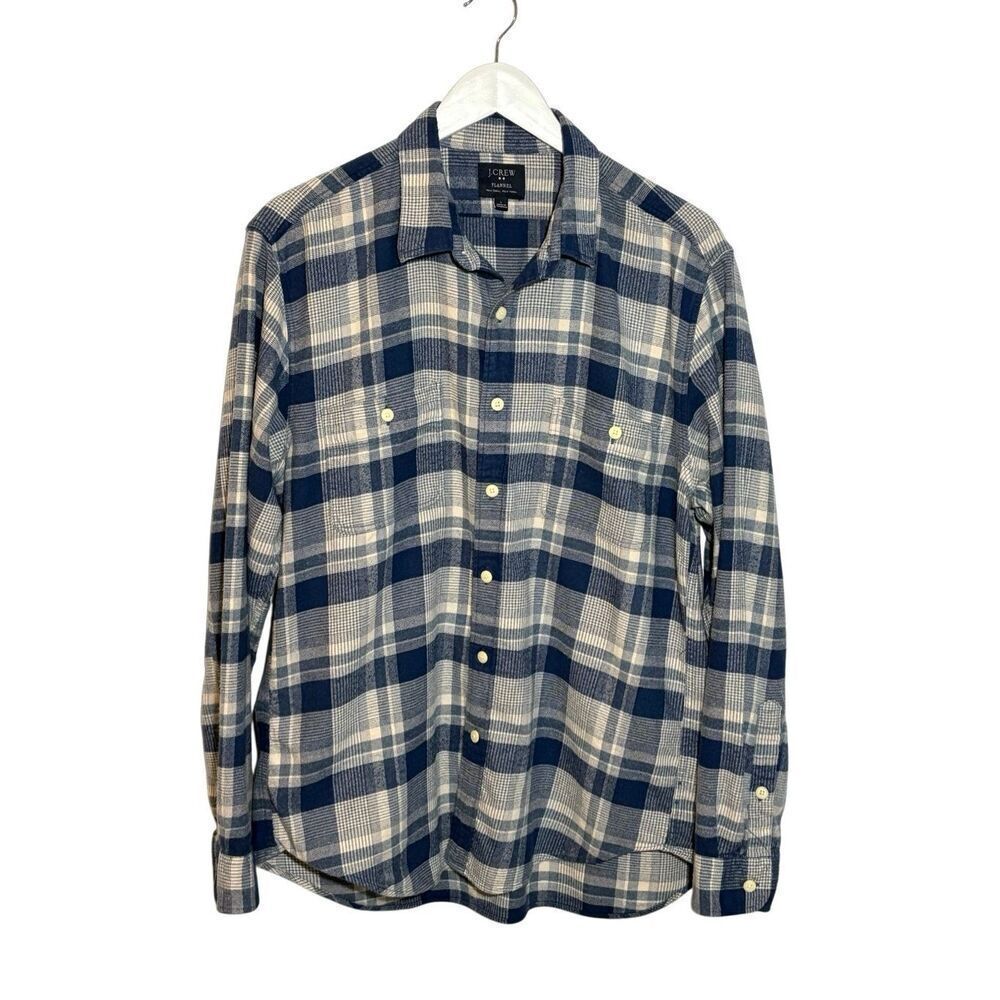 J. Crew blue and white plaid flannel shirt - L